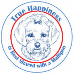 Wahres Glück mit einem Maltipoo Fotoskulptur Ornament<br><div class="desc">Es sollte nicht eine Überraschung sein, wenn einige Ihrer glücklichsten Erinnerungen den Familienhund miteinschließen! Diese Ausrüstungsbeschreibungen ursprüngliche Maltipoo Kunst in den Schatten des Blaus umgeben durch die Wörter "wahres Glück wird gut mit einem Maltipoo geteilt". Ein perfekter Entwurf verfügbar auf einer Vielzahl der Geschenk- und Kleidereinzelteile für die-, deren Maltipoo...</div>