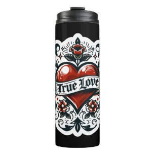 Wahres Liebesherz-Tätowiersticker-Stil Künstlerisc Thermosbecher