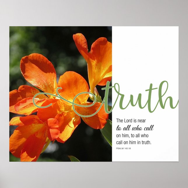 Wahrheit Psalm 145:18 Orangefarbenes Poster (Vorne)