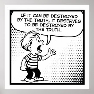 Wahrheit vs Zensur Retro Cartoon Philosophie Zitat Poster