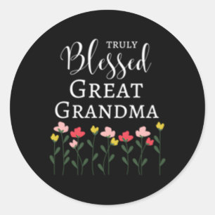 Wahrlich gesegnet große Oma-Blume Großes Oma Runder Aufkleber