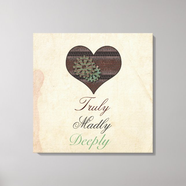wahrlich Madly Deeply Steampunk Heart Wrapped Canv Leinwanddruck (Vorderseite)