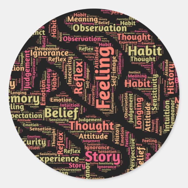 Wahrnehmung Inspiration Word Art Runder Aufkleber (Vorderseite)