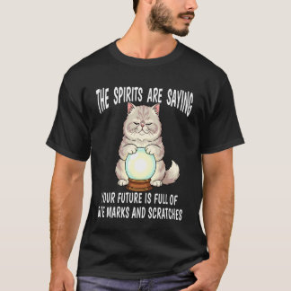 Wahrsager Hauskatze mit Kristallkugel Markierungen T-Shirt