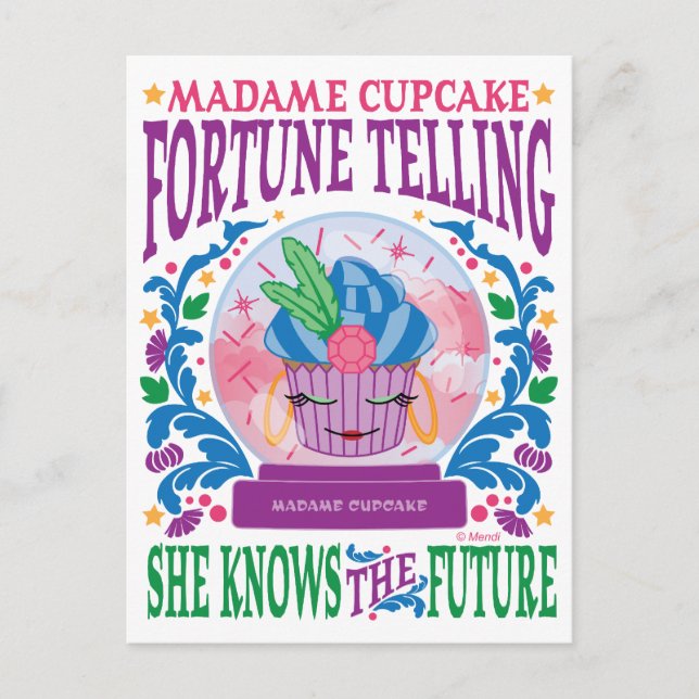 Wahrsagerei Madame-Cupcake Postkarte (Vorderseite)