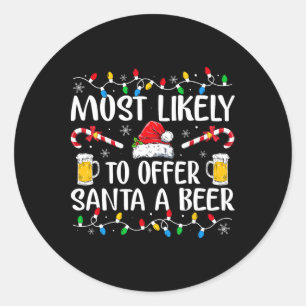 Wahrscheinlich bietet Santa ein Bier lustiges Trin Runder Aufkleber