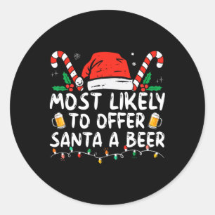 Wahrscheinlich bietet Santa ein Bier lustiges Trin Runder Aufkleber
