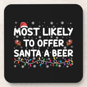 Wahrscheinlich bietet Santa ein Bier Weihnachtsbel Getränkeuntersetzer
