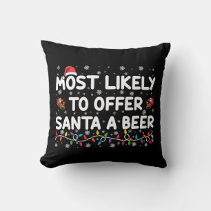 Wahrscheinlich bietet Santa ein Bier Weihnachtsbel Kissen