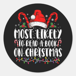 Wahrscheinlich liest man ein Buch an Weihnachten M Runder Aufkleber