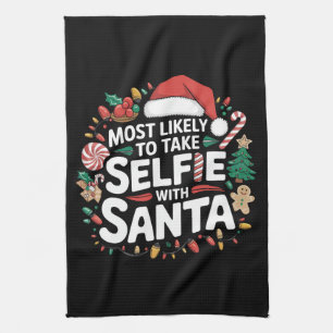 Wahrscheinlich macht Selfies mit Santa Familien Xm Geschirrtuch