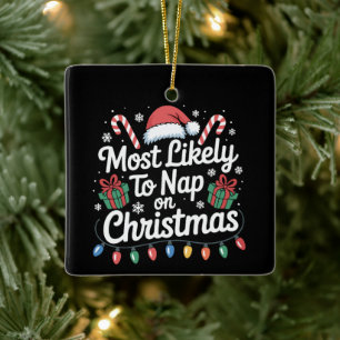 Wahrscheinlich pennt Weihnachten Familie Matching Keramikornament