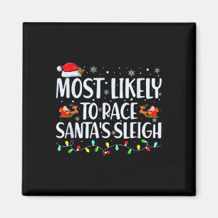 Wahrscheinlich Race Santa's Sleigh Familie Weihnac Magnet