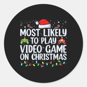 Wahrscheinlich spielen Video-Spiel auf Weihnachten Runder Aufkleber