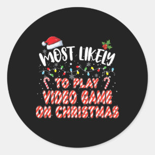 Wahrscheinlich spielen Video-Spiel in Weihnachten  Runder Aufkleber