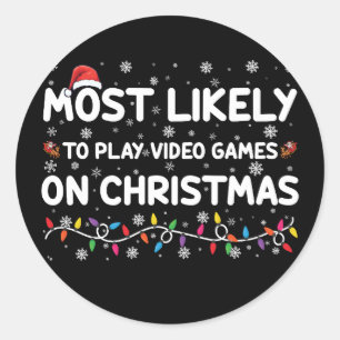 Wahrscheinlich spielt er an Weihnachten Videospiel Runder Aufkleber