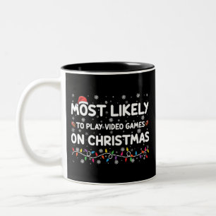 Wahrscheinlich spielt er an Weihnachten Videospiel Zweifarbige Tasse