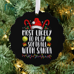Wahrscheinlich spielt mit der Familie Santa Softba Ornament Karte