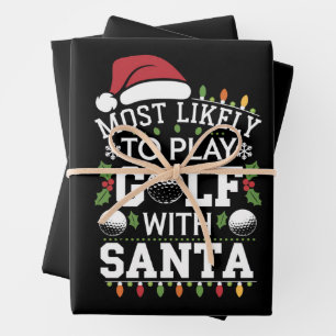 Wahrscheinlich spielt mit Santa Familie Xmas Golf Geschenkpapier Set
