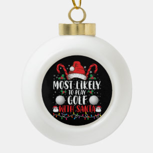 Wahrscheinlich spielt mit Santa Familie Xmas Golf Keramik Kugel-Ornament