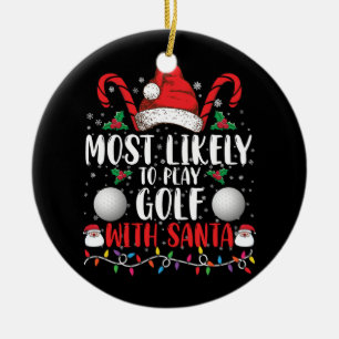 Wahrscheinlich spielt mit Santa Familie Xmas Golf Keramik Ornament