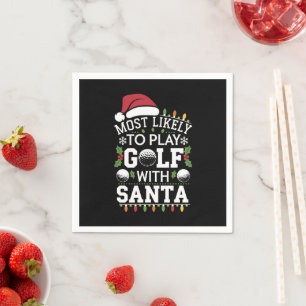 Wahrscheinlich spielt mit Santa Familie Xmas Golf Serviette