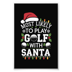 Wahrscheinlich spielt mit Santa Family Xmas Golf Fotodruck
