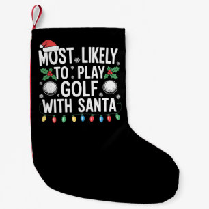Wahrscheinlich spielt mit Santa Family Xmas Golf Kleiner Weihnachtsstrumpf