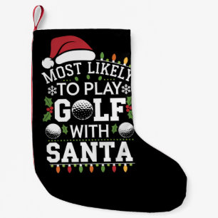 Wahrscheinlich spielt mit Santa Family Xmas Golf Kleiner Weihnachtsstrumpf