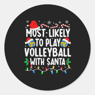 Wahrscheinlich spielt mit Santa Volleyball mit pas Runder Aufkleber