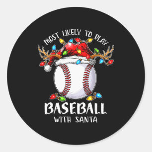 Wahrscheinlich spielt mit Santa Weihnachten Baseba Runder Aufkleber