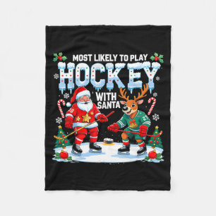 Wahrscheinlich spielt mit Santa Weihnachten Hockey Fleecedecke