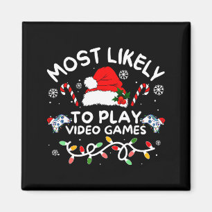 Wahrscheinlich spielt Weihnachts-Gamer-Familie Vid Magnet