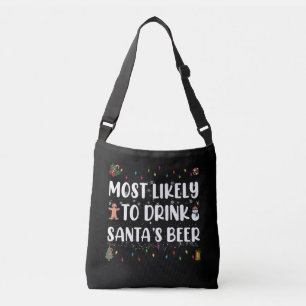 Wahrscheinlich trinkt Santa's Bier Weihnachten Tragetaschen Mit Langen Trägern