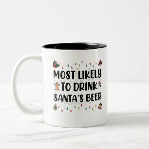 Wahrscheinlich trinkt Santa's Bier Weihnachten Zweifarbige Tasse