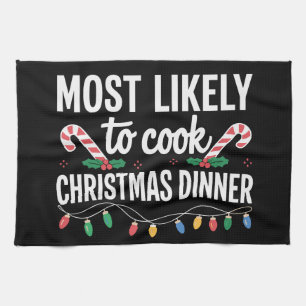 Wahrscheinlich Weihnachtsessen kochen lustige Fami Geschirrtuch