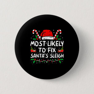 Wahrscheinlich Weihnachtsmann-Schlitten Familienwe Button