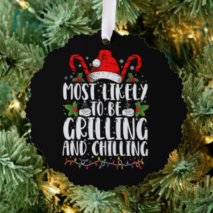 Wahrscheinlich wird an Weihnachten gegrillt und ge Ornament Karte