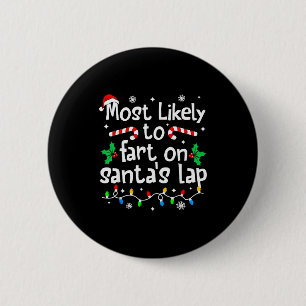 Wahrscheinlich wird auf dem Schoß des Weihnachtsma Button