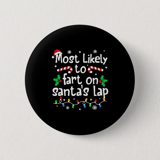 Wahrscheinlich wird auf dem Schoß des Weihnachtsma Button (Vorderseite)