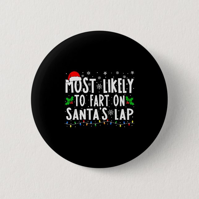 Wahrscheinlich wird auf dem Schoß des Weihnachtsma Button (Vorderseite)