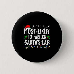Wahrscheinlich wird auf dem Schoß von Santa gepfur Button