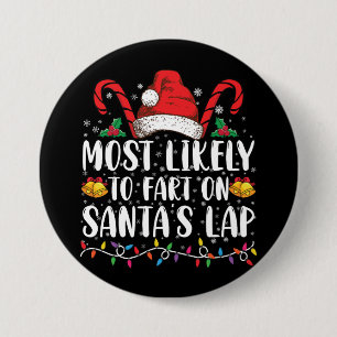Wahrscheinlich wird auf dem Schoß von Santa gepfur Button