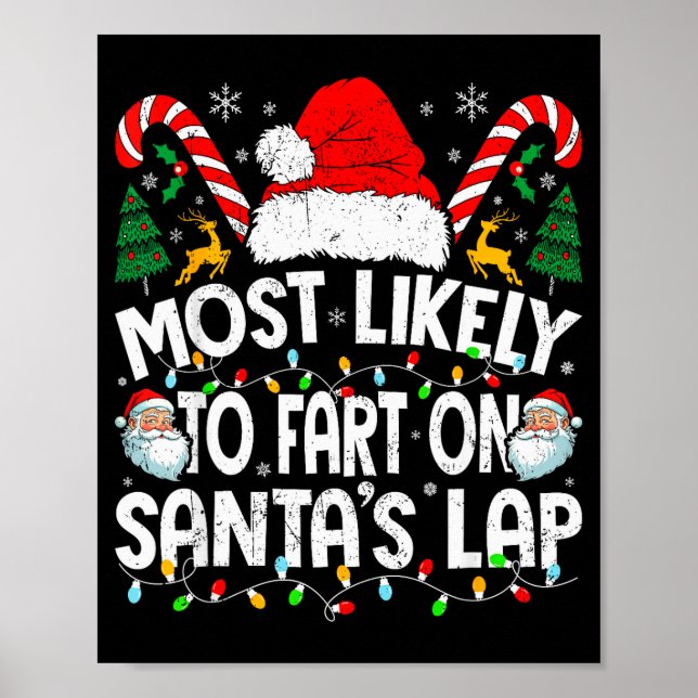 Wahrscheinlich wird auf dem Schoß von Santa gepfur Poster (Vorne)