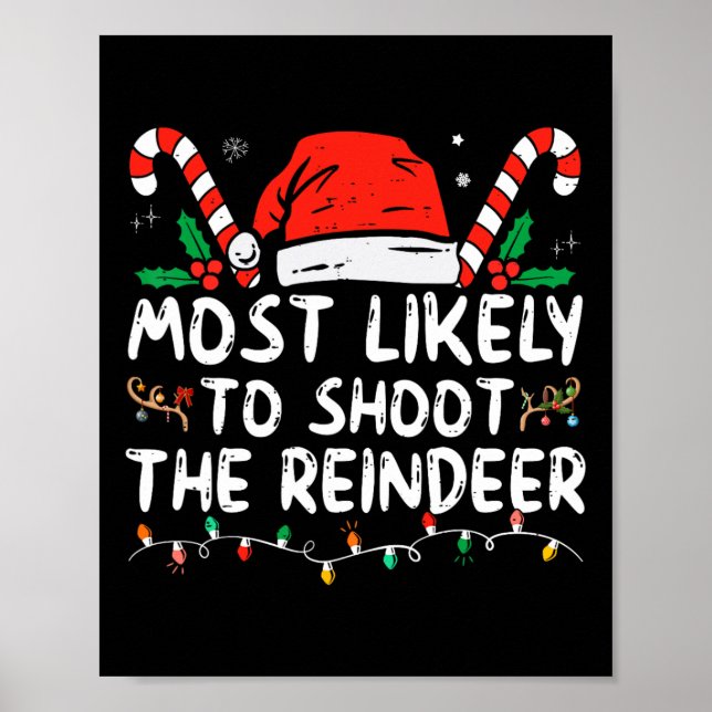 Wahrscheinlich wird der Rentier-Santa-Weihnachtsma Poster (Vorne)