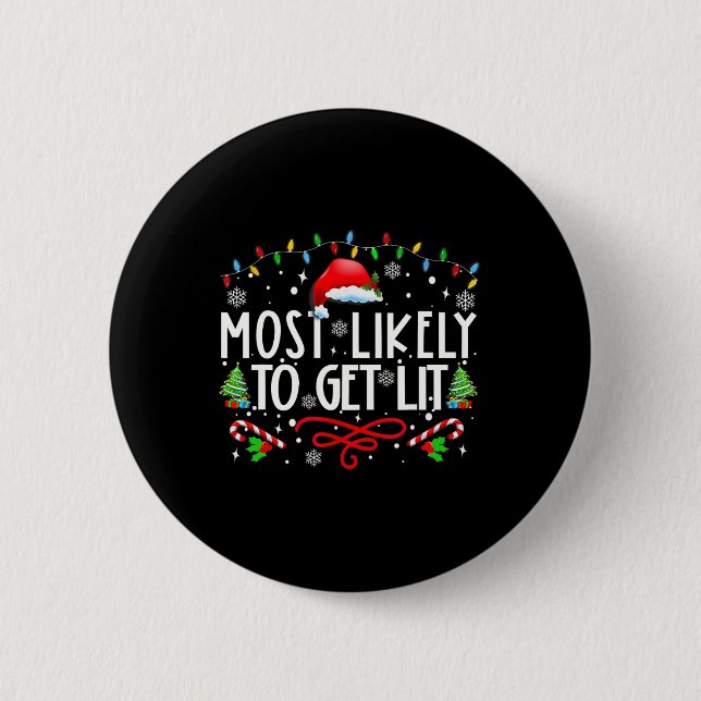 Wahrscheinlich wird lustige Familie Weihnachten be Button (Vorderseite)