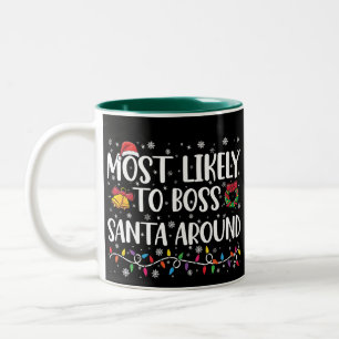 Wahrscheinlich wird man den Weihnachtsmann herumko Zweifarbige Tasse