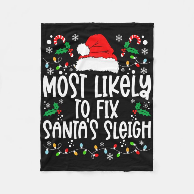 Wahrscheinlich wird Santa Sleigh Family Matching C Fleecedecke (Vorderseite)