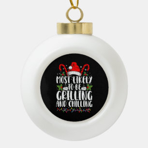 Wahrscheinlich wird Weihnachten gegrillt und geküh Keramik Kugel-Ornament
