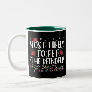 Wahrscheinlichster, der das Rentier-Weihnachtsfami Zweifarbige Tasse